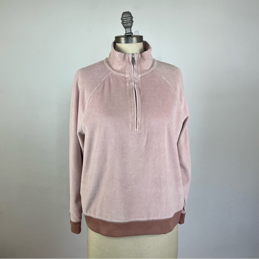 Madewell Velour Half Zip Sweatshirt - Picture 2 of 8